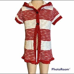 NWOT Stripes Sweater Cardigan With Hood Size 5